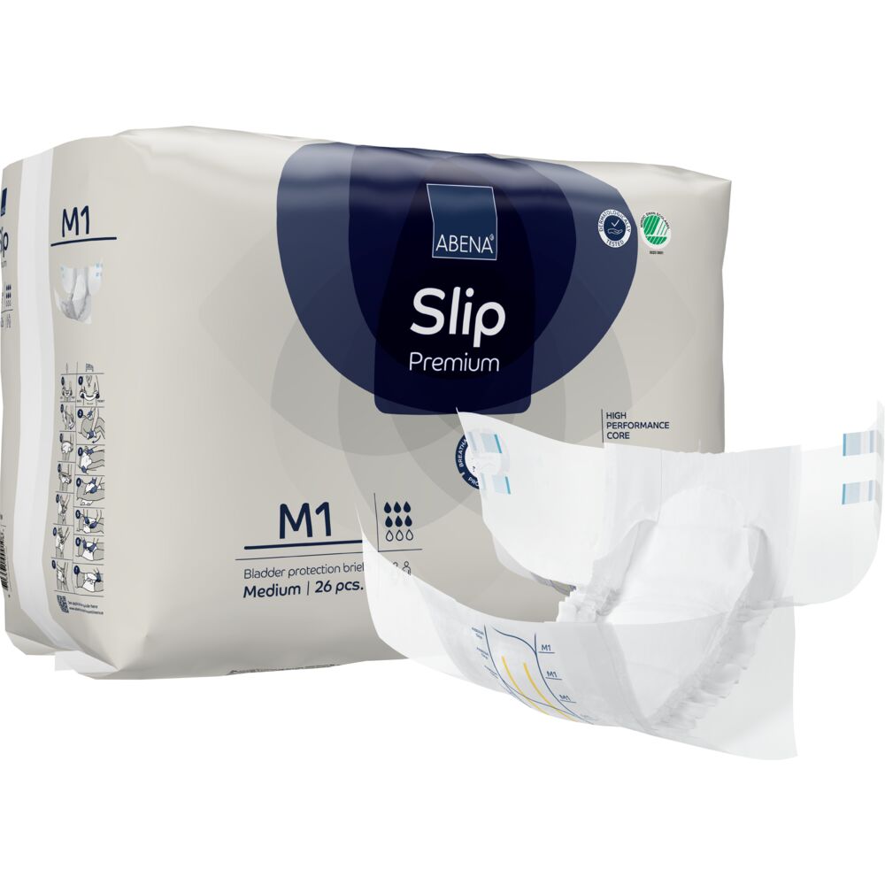 Tapebleie, ABENA Slip Premium, M1, hvit, blå fargekode