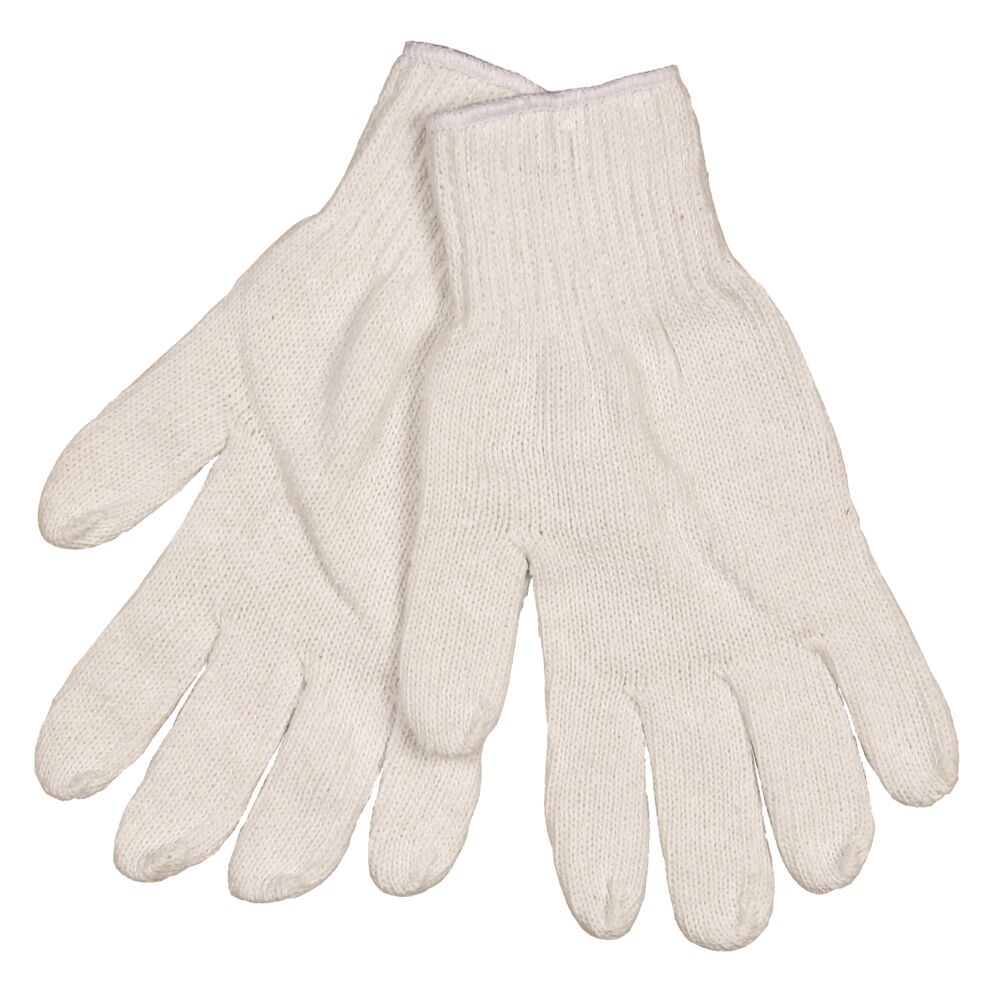 Tekstilhanske, 10, hvit, polyester, uten knotter