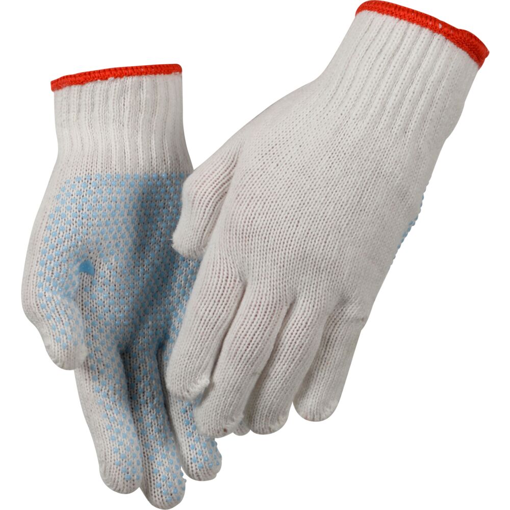Tekstilhanske, ABENA, 8, hvit, bomull/polyester/PVC, med knotter
