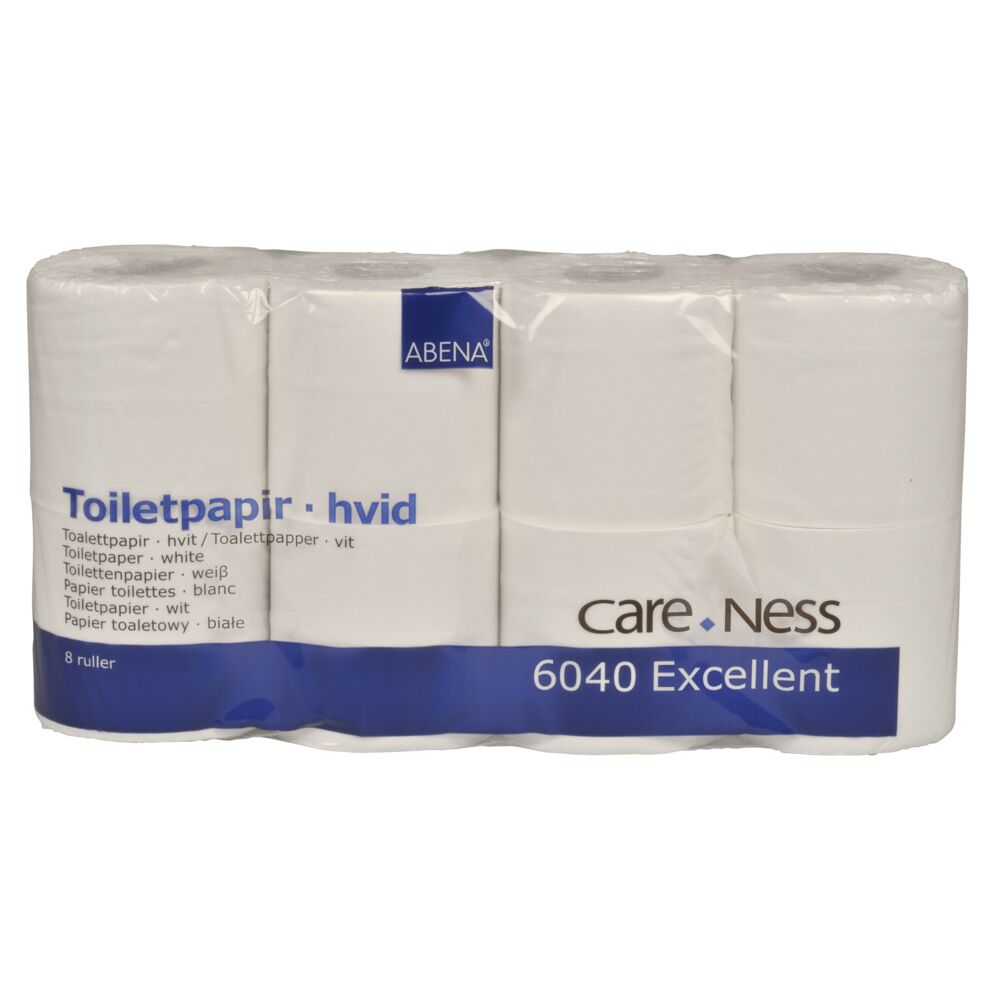 Toalettpapir, ABENA Excellent, 2-lags, 33,75m x9,8cm, hvit, nyfiber, Ø10cm