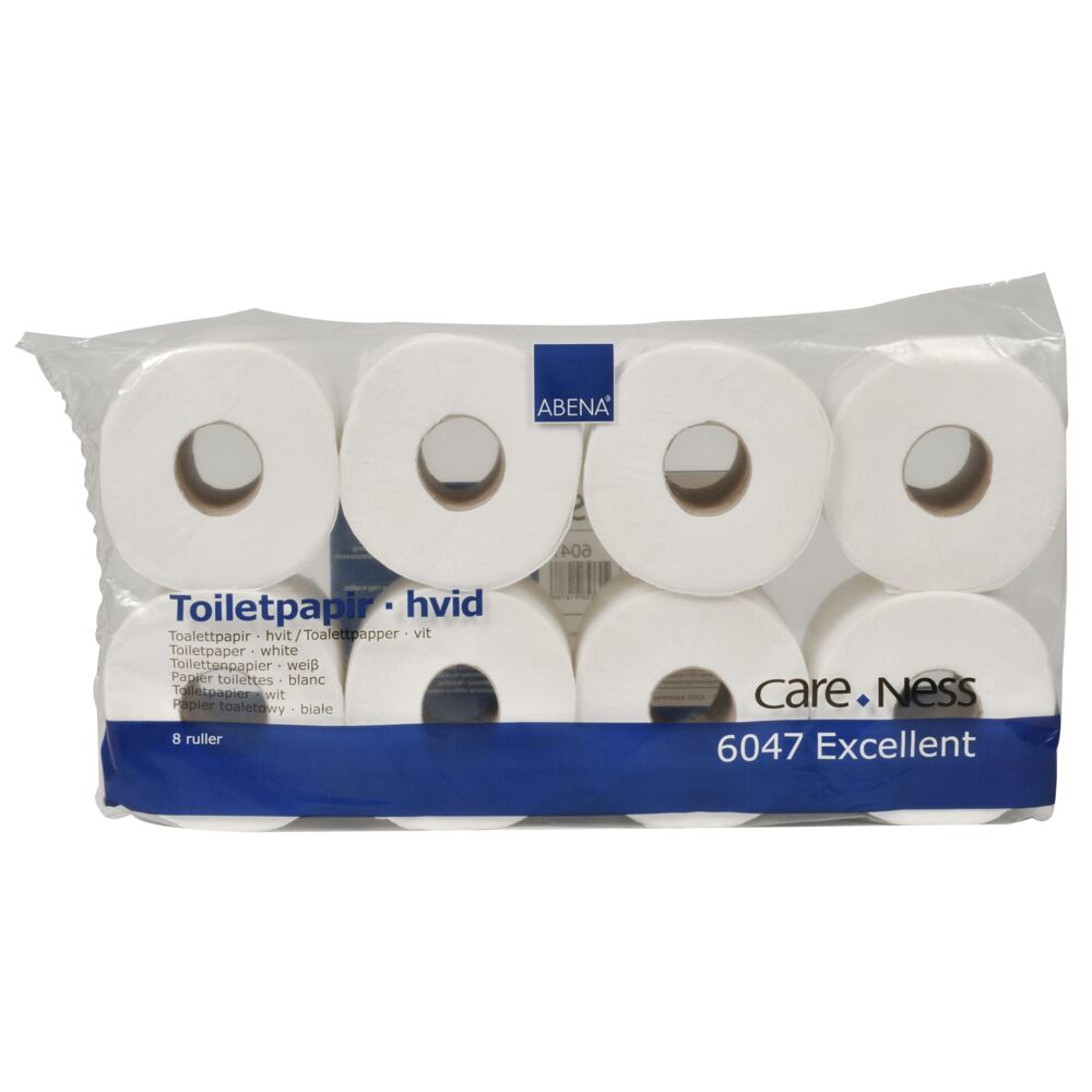 Toalettpapir, ABENA Excellent, 3-lags, 34,2m x9,75cm, hvit, nyfiber, Ø12,5cm