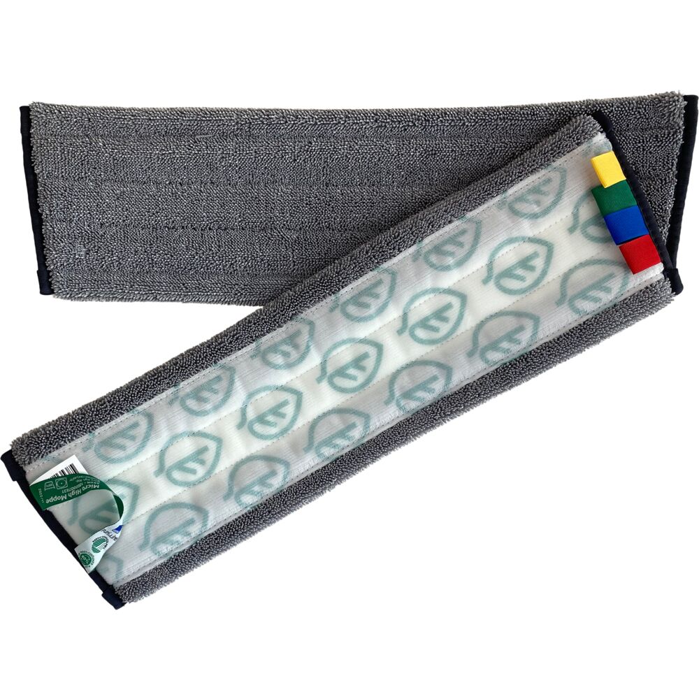 Tørr og fuktet mopp, ABENA Puri-Line Micro High, 40 cm, grå, mikrofiber, m/borrelås, 90% resirkulert