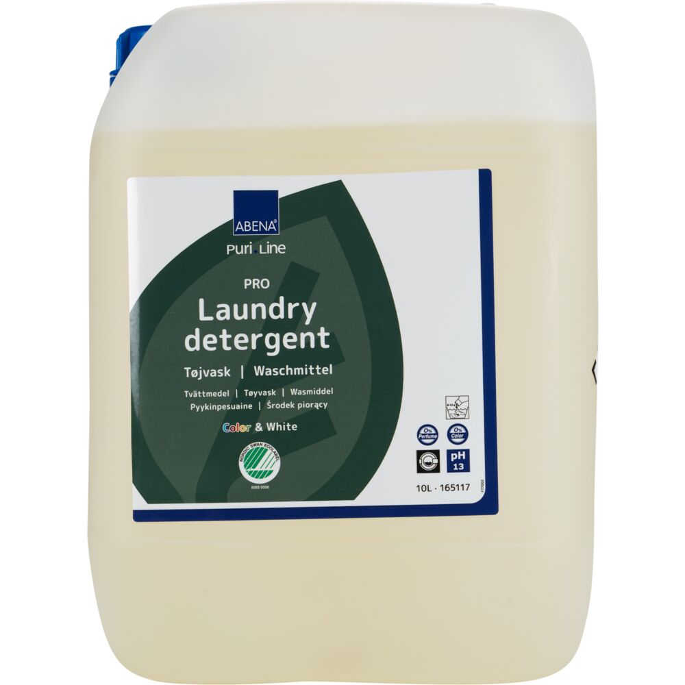 Tøyvask, ABENA Puri-Line, 10 l, PRO, flytende, kulørt og hvitt, uten farge og parfyme