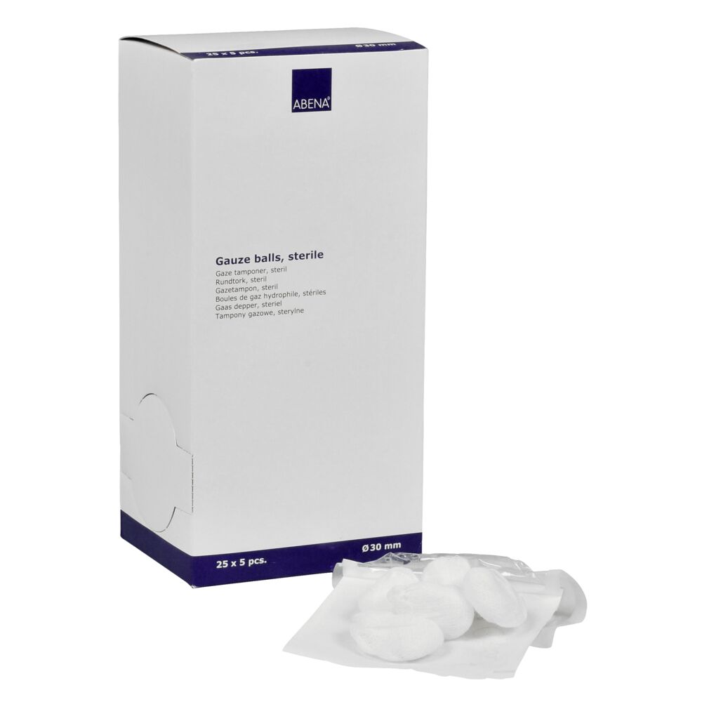 Tupfer gas, ABENA, Ø3cm, nr. 3, 17-tråder, hvit, steril, 5stk./pouch
