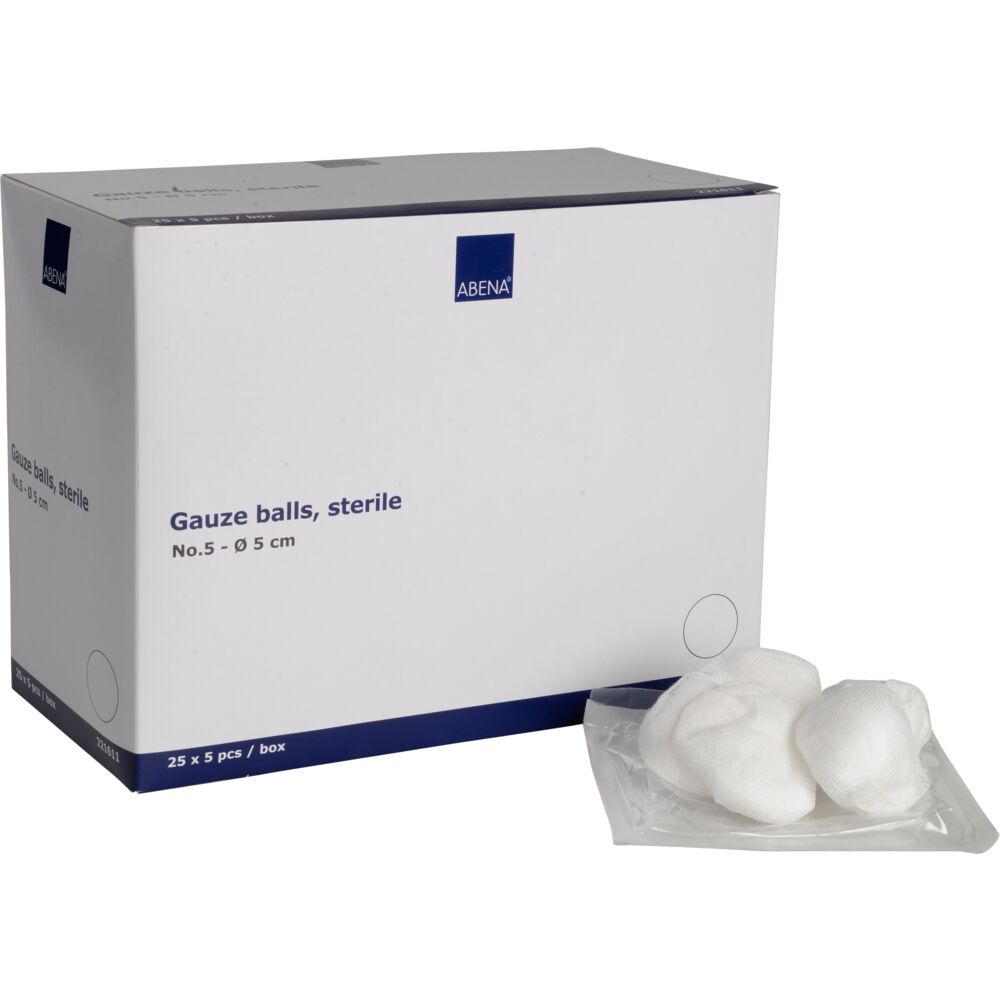 Tupfer gas, ABENA, Ø5cm, nr. 5, 17-tråder, hvit, steril, 5stk./pouch