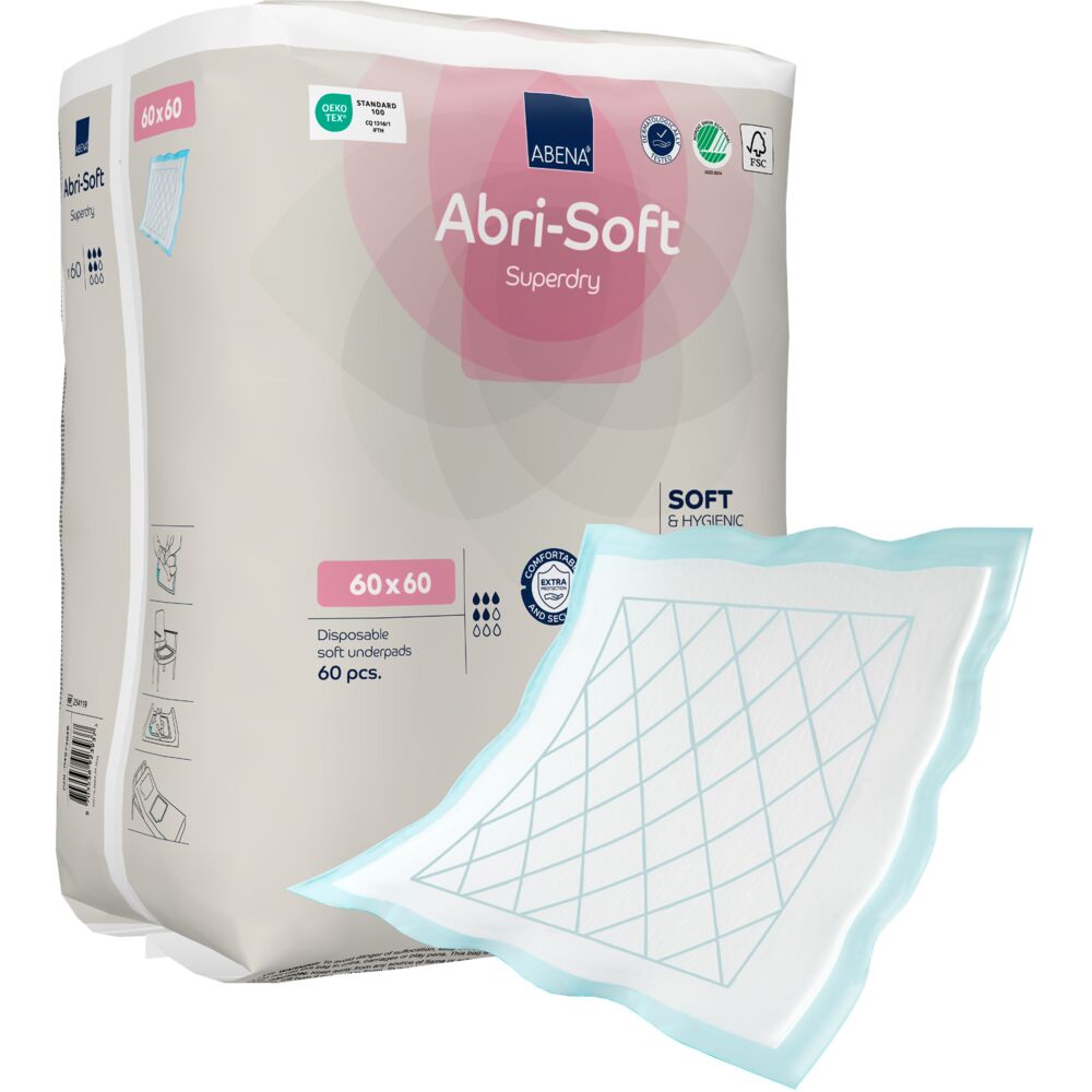 Underlag, Abena Abri-Soft Superdry, 60x60cm, lyseblå