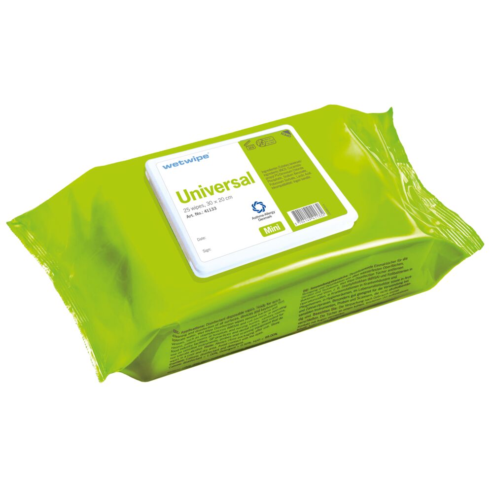 Universalklut, Wet Wipe, mini, 30x20cm, grønn, viskose/PP, perforert, engangs