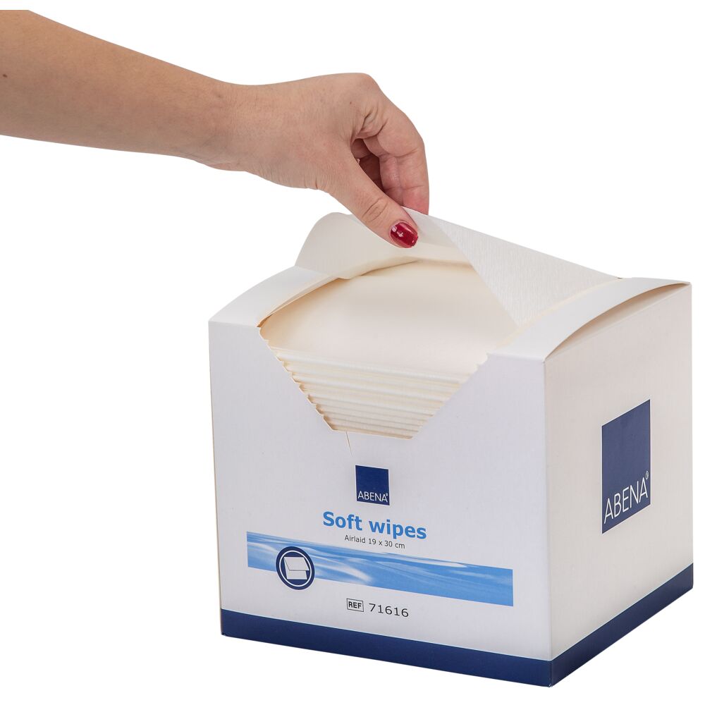 Vaskeklut, ABENA, 30x19cm, 1-lags, ½ C-fold, hvit, airlaid